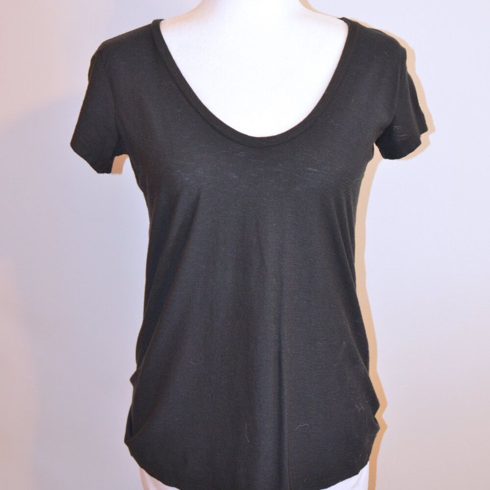 Standard James Perse Black Cotton Blend Scoop Neck T-Shirt - Size 1